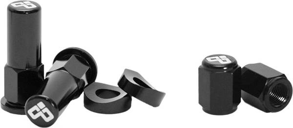 DUBYA - RIM LOCK NUT & VALVE CAP KIT BLACK - Image 1