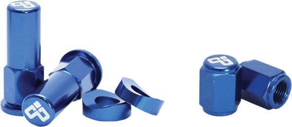 DUBYA - RIM LOCK NUT & VALVE CAP KIT BLUE - Image 1