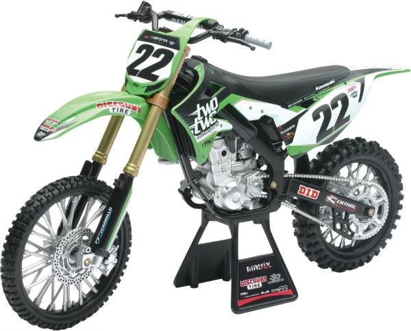 NEW-RAY - REPLICA 1:6 RACE BIKE 14 KAWASAKI KFX450 GREEN - Image 1