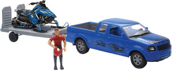 NEW-RAY - REPLICA 1:18 TRK/TRAILER/SLED TRUCK BLUE/POLARIS BLUE - Image 1