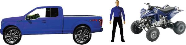 NEW-RAY - REPLICA 1:14 TRUCK/ATV FORD BLUE/YAMAHA YZF450R BLUE - Image 1