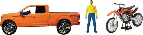 NEW-RAY - REPLICA 1:14 TRUCK/RACE BIKE FORD ORANGE/KTM 350SX ORANGE - Image 1