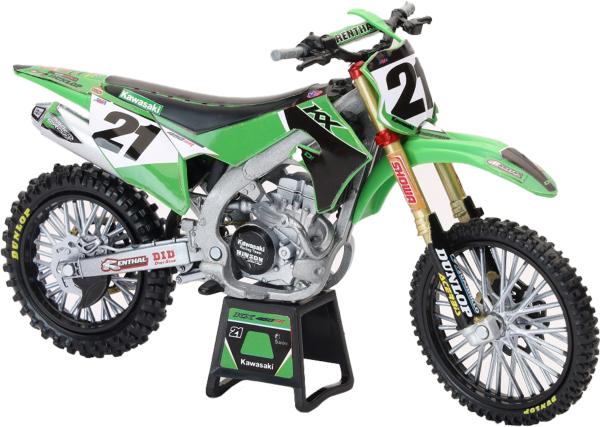 NEW-RAY - 1:12 SCALE KAWASAKI FACTORY TEAM KX450F JASON ANDERSON #21 - Image 1