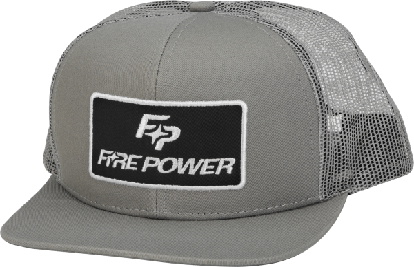 FIRE POWER - FLAT BILL PATCH HAT GREY - Image 1