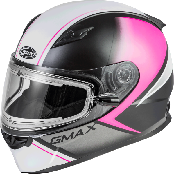 GMAX - FF-49S HAIL SNOW HELMET W/ELEC SHIELD MATTE BLK/PINK/WHITE LG - Image 1