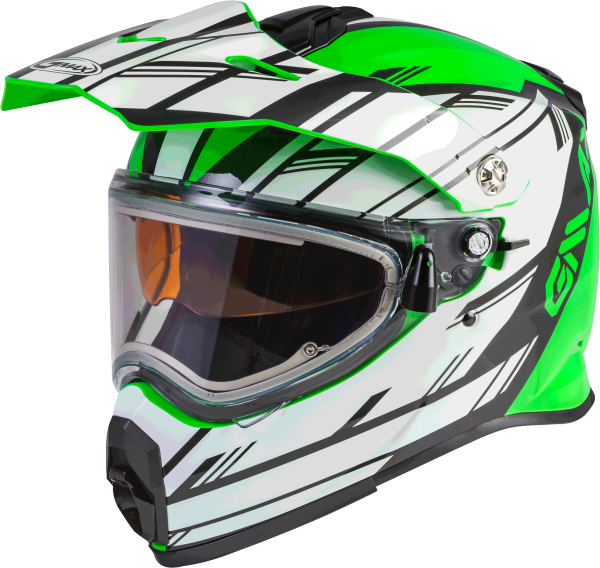 GMAX - AT-21S EPIC SNOW HELMET W/ELEC SHIELD GREEN/WHITE/BLACK XS - Image 1