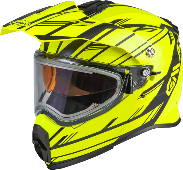 GMAX - AT-21S EPIC SNOW HELMET W/ELEC SHIELD MATTE HI-VIS/BLACK 2X - Image 1