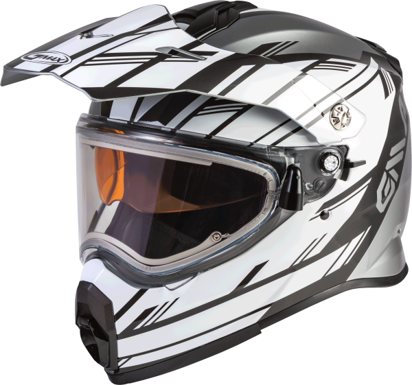 GMAX - AT-21S EPIC SNOW HELMET W/ELEC SHIELD SILVER/WHITE/BLACK 2X - Image 1