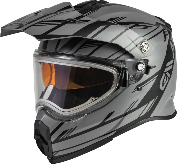 GMAX - AT-21S EPIC SNOW HELMET W/ELEC SHIELD MATTE GREY/BLACK 2X - Image 1