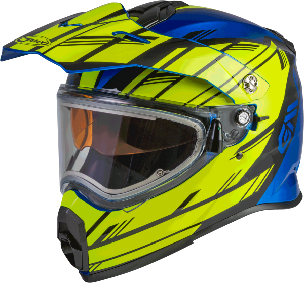 GMAX - AT-21S EPIC SNOW HELMET W/ELEC SHIELD BLUE/HI-VIS/BLACK 2X - Image 1