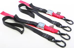 TIE-DOWN CAM SEC HOOK SOFT-TYE 1.5"X6' BLACK/RED PAIR