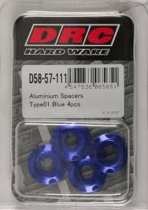 ALUMINUM SPACERS TYPE 1 BLUE M6X12MM 4/PK