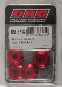 ALUMINUM SPACERS TYPE 11 RED M6X12MM 4/PK