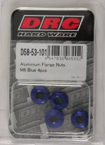 ALUMINUM FLANGE NUTS BLUE M6X12MM 4/PK