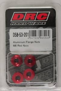 ALUMINUM FLANGE NUTS RED M6X12MM 4/PK