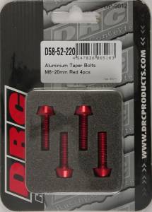 ALUMINUM TAPER BOLTS RED M6X20MM 4/PK