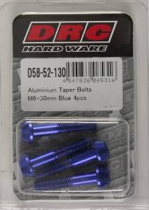 ALUMINUM TAPER BOLTS BLUE M6X30MM 4/PK