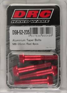 ALUMINUM TAPER BOLTS RED M6X35MM 4/PK