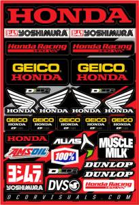 TEAM GEICO HONDA DECAL SHEET 12"X18"