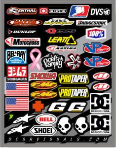 HELMET LOGOS DECAL SHEET 9.5"X12"