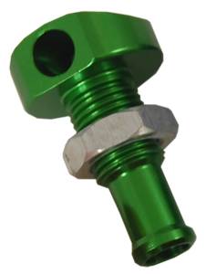 BILLET THRU-HULL WATER FITTING GREEN 3/8" 90 DEG.