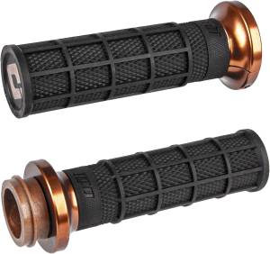 LOCK ON WAFFLE STYLE GRIPS BLK/BRONZE FOR CABLE THROTTLE