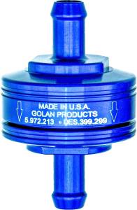 SUPER MINI FUEL FILTER BLUE 5/16" BARB FITTING