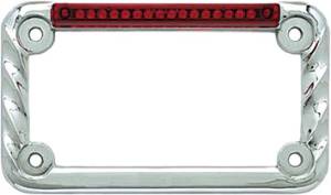 LED LICENSE PLATE FRAME TWISTED CHROME W/RED LENS