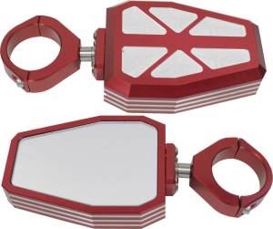 BILLET SIDE MIRRORS DIAMOND RED 1.75"