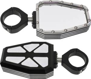 BILLET SIDE MIRRORS DIAMOND W/BEZEL POLISHED 1.75"