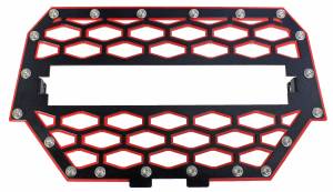 2-PANEL FRONT GRILL BLACK/RED W/LIGHT MOUNT