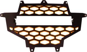 2-PANEL FRONT GRILL BLACK/ORANGE W/LIGHT MOUNT