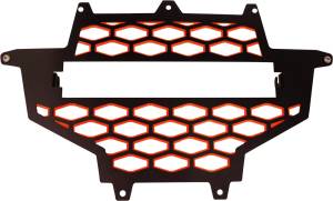 2-PANEL FRONT GRILL BLACK/RED W/LIGHT MOUNT