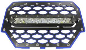 2-PANEL FRONT GRILL BLACK/BLUE W/10" LIGHT BAR