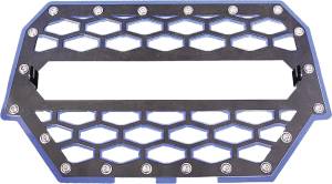 2-PANEL FRONT GRILL BLACK/BLUE W/LIGHT MOUNT