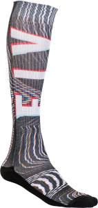 FLY MX PRO SOCKS THIN GLITCH BLACK/WHITE LG/XL