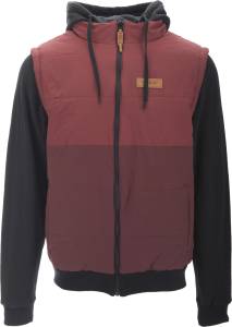 FLY NEVER QUILT HOODIE BURGUNDY/BLACK LG