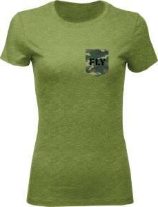 WOMEN'S FLY CAMO TEE MILITARY GREEN HEATHER 2X