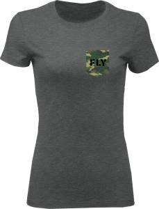 WOMEN'S FLY CAMO TEE DARK GREY HEATHER 2X