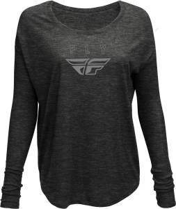 WOMEN'S FLY LOGO LONG SLEEVE TEE DARK GREY HEATHER 2X