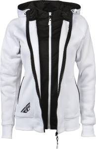 TRACK LADIES ZIP UP HOODIE WHITE/BLACK 2X