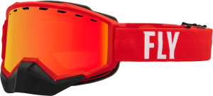 FOCUS SNOW GOGGLE RED/WHITE W/ RED MIRROR/AMBER LENS