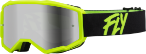 YOUTH ZONE GOGGLE BLACK/HI-VIS W/ SILVER MIRROR/SMOKE LENS