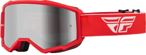 YOUTH ZONE GOGGLE RED/WHITE W/ SILVER MIRROR/SMOKE LENS