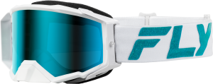 ZONE ELITE GOGGLE WHITE/TEAL W/ BLUE/TEAL MIR/SKY BLUE LENS