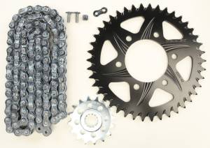 SPROCKET/CHAIN KIT STL/ALU 16/42T BLK RX3 520-108L BLK