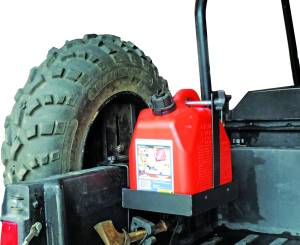 AUXILIARY FUEL CAN TOOL HOLDER & SPARE TIRE MOUNT