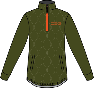 CASSANDRA TECHNICAL SWEATER DARK OLIVE/NEON ORANGE SM