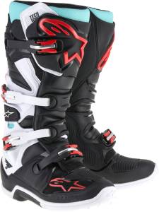 TECH 7 BOOTS BLACK/TURQ/WHITE/RED SZ 05