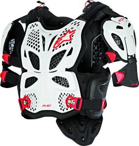 A-10 FULL CHEST PROTECTOR WHITE/BLACK/RED MD/LG